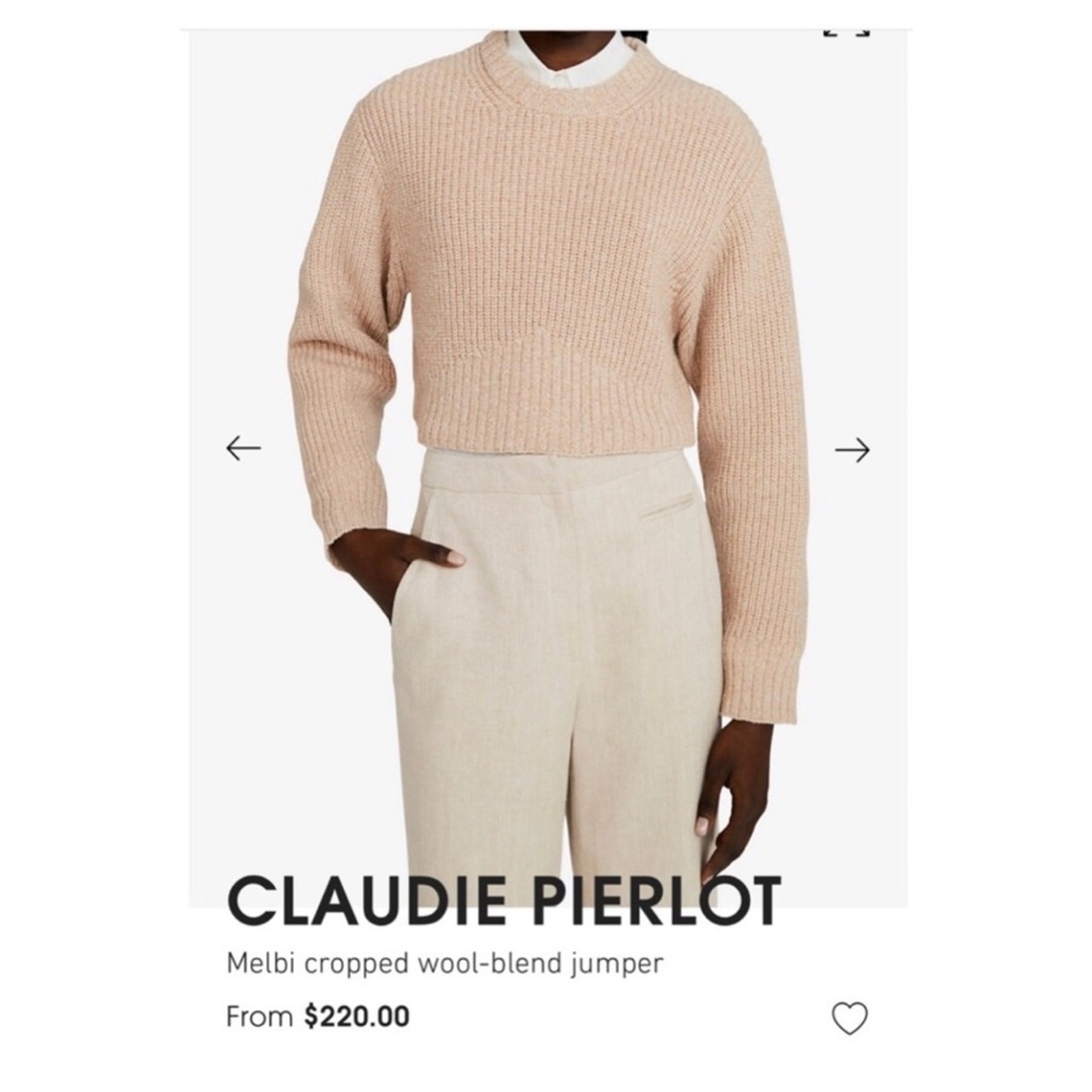 Claudie Pierlot Melbi Cropped Wool Blend Knit Sweater — image 2 of 8